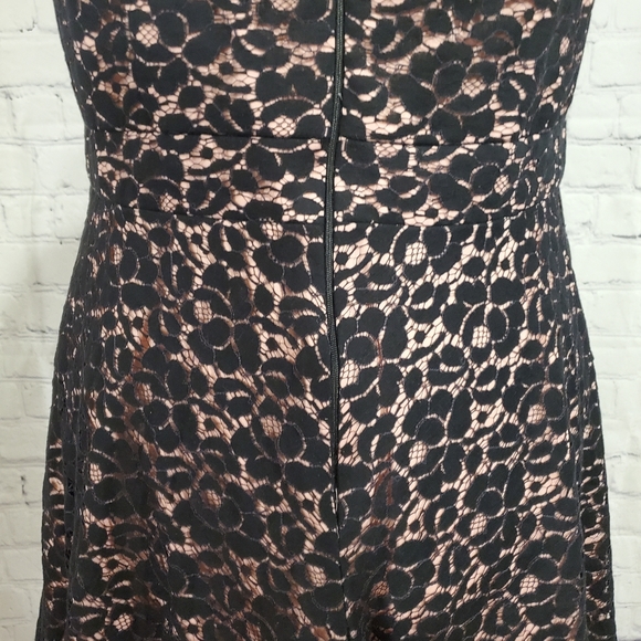 Pink Black Lace Overlay Mini Dress Fit & Flare Sz 16 - Picture 14 of 14